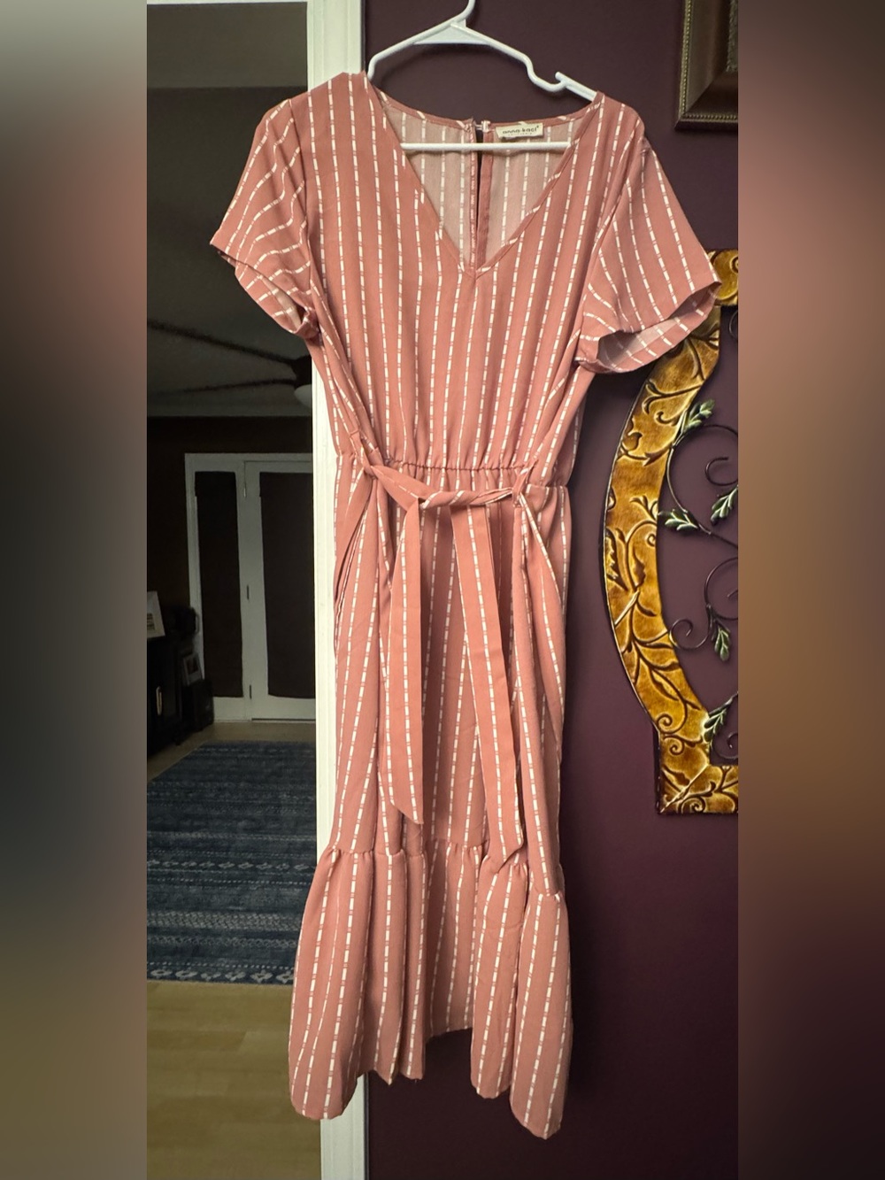 Maeve Rose Pink Striped V-Neck Maxi Dress